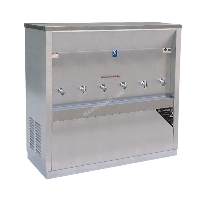 เครื่องกดน้ำเย็นสแตนเลส แบบต่อท่อ 6 ก๊อก MAXCOOL รุ่น MC-6PW